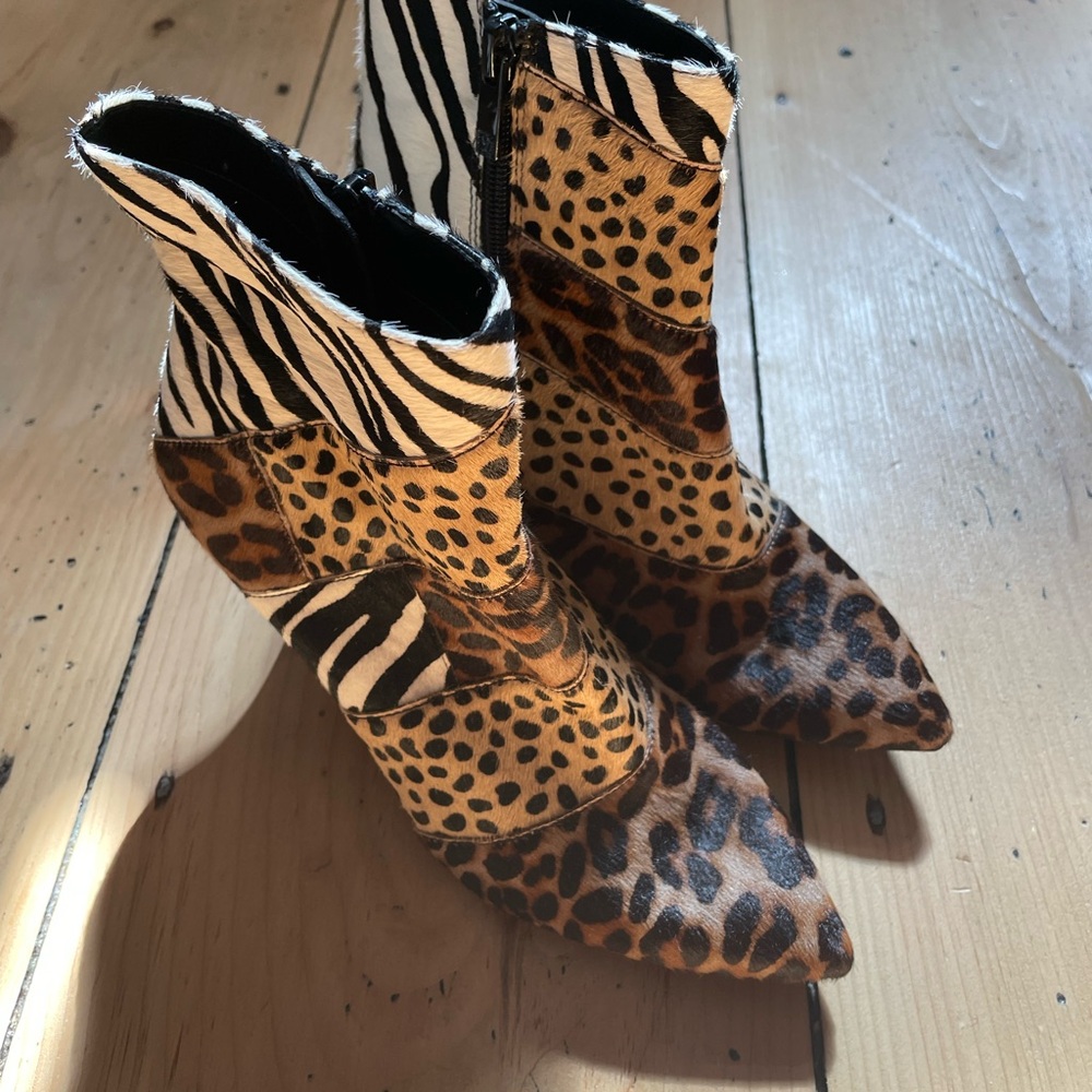 Animal Print Heeled Ankle Boot